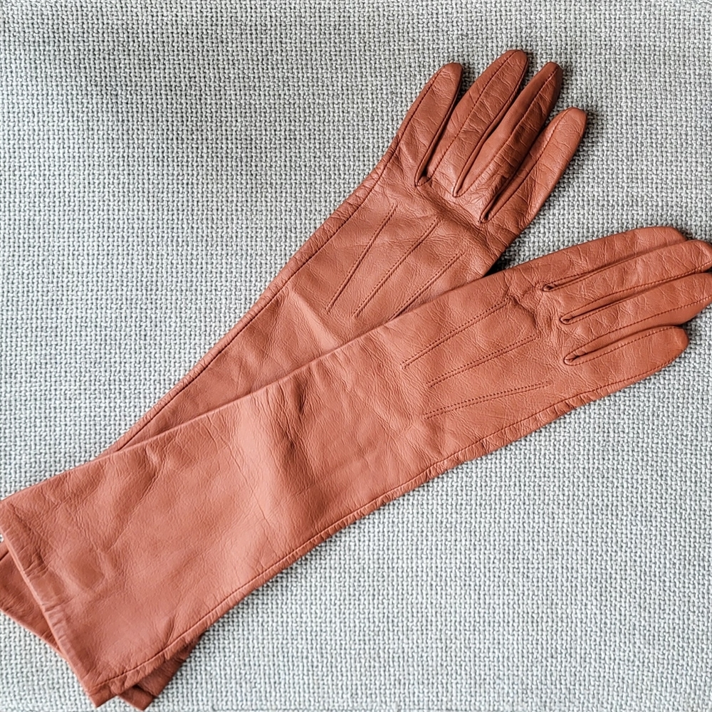 BCBGmaxazria women's cognac long leather gloves